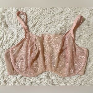 Lunaire Coquette Mayfair Chantilly Lace Cami Underwire Unpadded Bra 40DD Pink